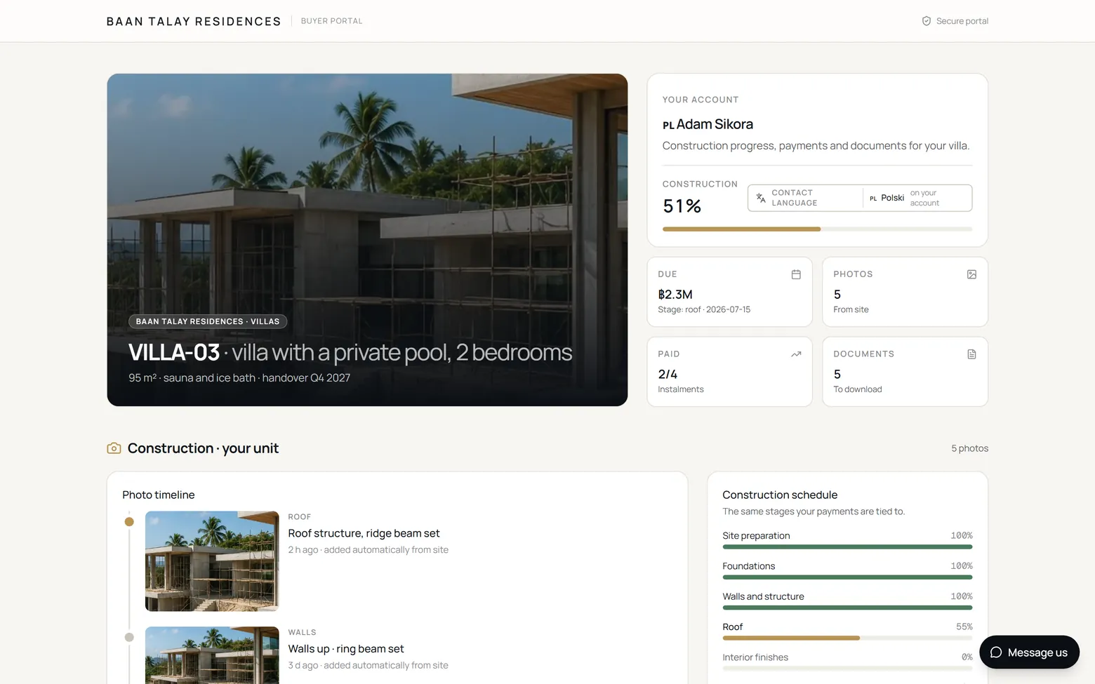 Illustrative private buyer portal